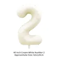 40-inch cream-white number 2 foil balloon with matte finish for birthday decoration - 40 Inch Number 2 / Cream White