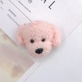 Niedlicher rosa Teddyhund Plüsch-Anhänger mit lockiger Textur auf weißer Karte - Rosa