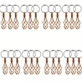 Set di 24 portachiavi boho fatti a mano in corda intrecciata marrone con perline - Marrone