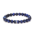 Deep blue tiger eye beaded bracelet with silver textured metal spacer bead accent - Blue Tiger Eye Stone