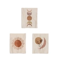 Three-piece bohemian sun and moon wall tapestries in earthy tones for modern home decor - 30cm x 40cm / Sun Moon And Plants