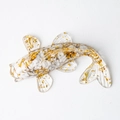 Handcrafted koi fish resin ornament with white crystal stones and gold foil flakes - Howlite
