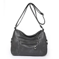Bolso bandolera chic de cuero sintético gris oscuro con bolsillos y correa ajustable - Gris