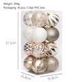 Lot de 16 boules de Noël peintes en or champagne et argent dans une boîte en PVC - Gris foncé