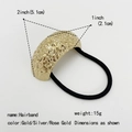 Elastic U-shaped hairband featuring a textured matte gold metal arc and black cord - Sand Gold Type 1