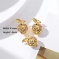 18K gold plated peach fruit pendant with purple cubic zirconia stones, set of 3 pieces - Style 5 Peach