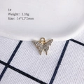 Detail eines Schmetterlingsanhängers mit Goldplattierung und Kristallen, 14x12x2mm - 1# (Schmetterling)