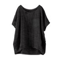 Women's black linen short sleeve top featuring a loose fit and front pocket detail - S / Black