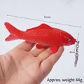 Red realistic koi carp PVC keychain with scale texture, 11cm length and metal chain - 11cm / Keychain style / Red
