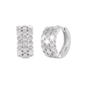 Silberne Waben-Ohrringe aus S925 Sterlingsilber mit mikrobearbeiteten Zirkonsteinen - 925er Silber / Weißgold