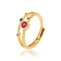 Golden double-layer open crown ring with colorful multi-gemstone zircons - Double Layer Five-color Gems