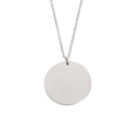 Polished stainless steel round disc pendant necklace for custom engraving DIY - 25mm / Steel