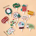 Christmas themed cake topper set with Santa and snowman figures, assorted styles - Crystal Ball Snowman Cake Toppers 5 Sets