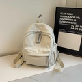 Petit sac à dos en velours côtelé beige pour femme avec texture et tirettes de zip tissées - Sans Pendentif / Blanc Cassé