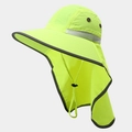 Detail of high-visibility sun hat with mesh vents and protective neck flap - One Size / Style C Fluorescent Yellow