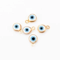 6mm gold stainless steel evil eye charms with blue enamel finish for DIY jewelry - White
