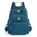 Zaino capiente verde scuro con tasche multiple e manico in pelle per laptop - Blu Postale