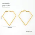 Detailed size specifications of 18K gold plated geometric rhombus earrings in stainless steel - 60*67mm / Gold