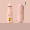 Pink portable five-fold capsule umbrella with UPF 50+ sun protection storage case - 8-Rib Enlarged Vinyl Thickened + Capsule Box / Grapefruit Pink