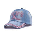 Denim baseball cap in light blue featuring pink rhinestone HOPE lettering design - 44-HOPE Light Blue-Light Blue