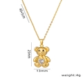 Gouden beer hanger ketting met hart kristal, 40+5cm verstelbare ketting voor dames - 332 Beer Witte Strass
