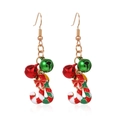 Christmas earrings featuring candy cane and bow designs in vibrant red and green enamel - 7.Bell Candy Cane Earrings