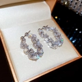 Verzilverde oorringen met fonkelende zirkonia steentjes in luxe geschenkverpakking - Zilver-Rond (50#Ovale Zirconia Ring)