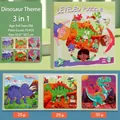 3-in-1 dinosaur leveled magnetic puzzle with 75 pieces for kids early learning - Dinosaur Theme [3-in-1 Magnetic Book]