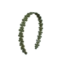 Detalle de diadema de flores verde oliva mate con dientes internos antideslizantes - Verde Oliva