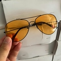 Classic aviator sunglasses with black metal frame and orange transparent lenses - Black Frame Night Vision Lens