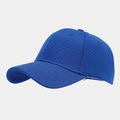 Detailopname van de koningsblauwe wafeltextuur op de ademende katoenen honkbalpet - Verstelbaar / Blauw