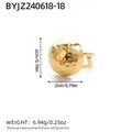 Modern 18K gold-plated hammered dome earring with a unique geometric double-ring design - Hammered Ring (R01-4-240618-18) / Gold