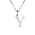 Polished silver stainless steel necklace featuring a bold letter Y initial pendant - Letter Y / Steel Color