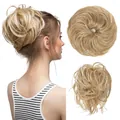 Messy bun hair piece in light blonde synthetic heat resistant fiber for women - Platinum Blonde Highlight