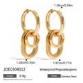 Golden chunky nested hoop earrings in stainless steel with dimension measurements - Gold