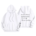 Felpa bianca con cappuccio per uomo e donna con stampa slogan Dear person behind me - S / Tops / Bianco