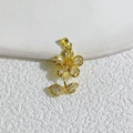 Exquisite gold-plated flower pendant charm with micro-pave cubic zirconia crystals - Gold Five-Petal Flower
