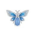 Authentic S925 sterling silver butterfly charm with blue enamel and luminous stone - Blue Gradient Bee Butterfly Style (SCC2734)