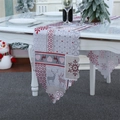 Christmas table runner with reindeer and snowflake patterns on grey cotton linen fabric - Grey