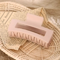 Minimalist square matte nude pink hair claw clip with frosted texture finish - 8.5cm Light Beige