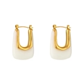 Minimalist U-shaped earrings featuring golden metal and white resin in a modern design - Acrylic U-Shaped Hoop Earrings - White