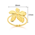 Detailed view of golden 5-petal flower ring with brushed texture and braided band details - Flower Ring