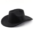 Classic black vintage western cowboy hat with wide brim in thick wool felt fabric - M (56-58cm) / Black
