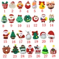 Set of 28 3D Christmas silicone pencil toppers featuring Santa, elk, and snowman motifs - Christmas Figure Style (No. 1)