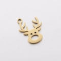 Minimalist golden stainless steel reindeer pendant with top ring for DIY jewelry - DY832-2 Gold Reindeer Head