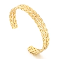 Bracciale rigido aperto moderno placcato oro a doppia fila intrecciata testurizzato - Oro (KB169330-KFC)