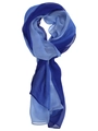 Long chiffon scarf in navy and light blue color block design with a soft drape - Dark Blue Light Blue Splicing