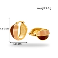 French vintage titanium steel hoop earrings with burgundy and beige enamel finish - Bicolor Round Hoop (ER-1349)