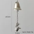 Silver vintage metal Christmas bell with reindeer pendant and chain ornament - Reindeer Head Bell Chain