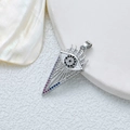 Silver evil eye pendant with multicolored cubic zirconia stones in a sunburst design - [D3049KC] Silver Triangle Eye